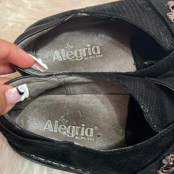 Alegria Black Brenna Claddagh Mules with Decorative Buckle. Size 41 (10.5/11)