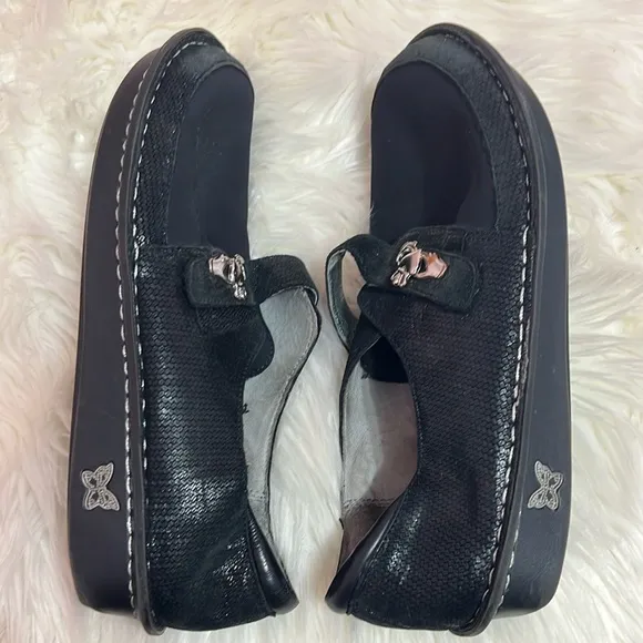 Alegria Black Brenna Claddagh Mules with Decorative Buckle. Size 41 (10.5/11)