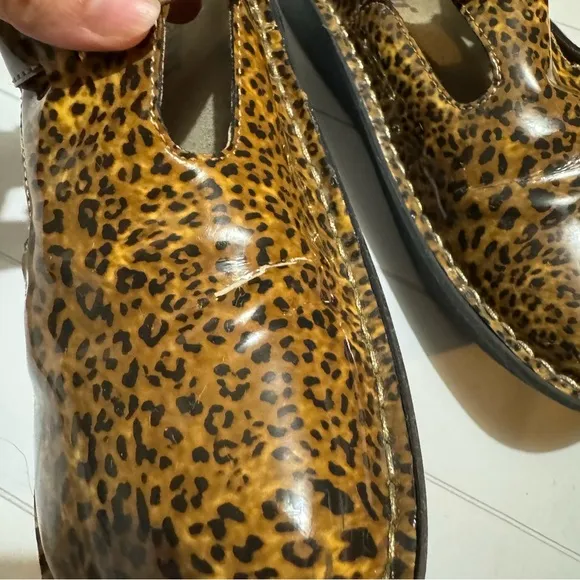 Alegria Black Brown Leipard Cheetah Animal Print Clogs Women’s Size 39