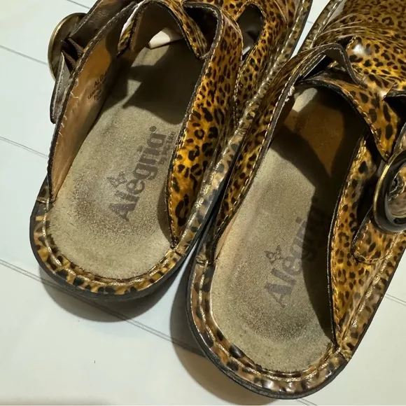 Alegria Black Brown Leipard Cheetah Animal Print Clogs Women’s Size 39