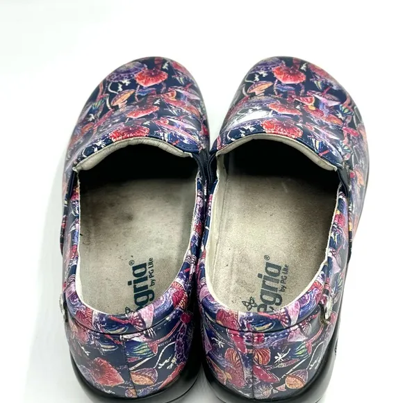 Alegria fairyland mushroom print clogs women’s size 7.5, comfortable nurse shoe