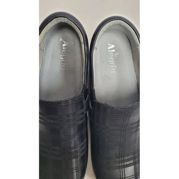Alegria KARA 597XW Women's Black Plaid  Comfort Slip On Clogs Shoes EU 41 US 9.5