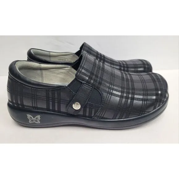 Alegria KARA 597XW Women's Black Plaid  Comfort Slip On Clogs Shoes EU 41 US 9.5