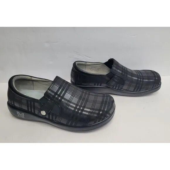Alegria KARA 597XW Women's Black Plaid  Comfort Slip On Clogs Shoes EU 41 US 9.5