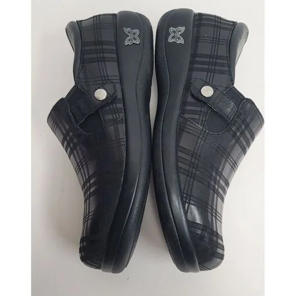 Alegria KARA 597XW Women's Black Plaid  Comfort Slip On Clogs Shoes EU 41 US 9.5