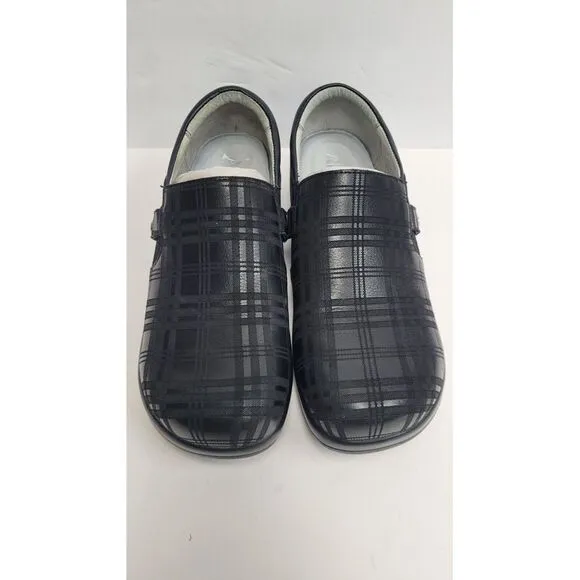 Alegria KARA 597XW Women's Black Plaid  Comfort Slip On Clogs Shoes EU 41 US 9.5