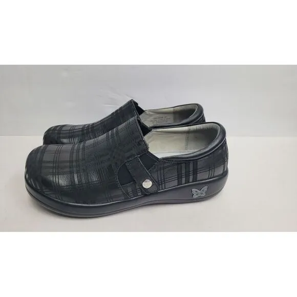 Alegria KARA 597XW Women's Black Plaid  Comfort Slip On Clogs Shoes EU 41 US 9.5
