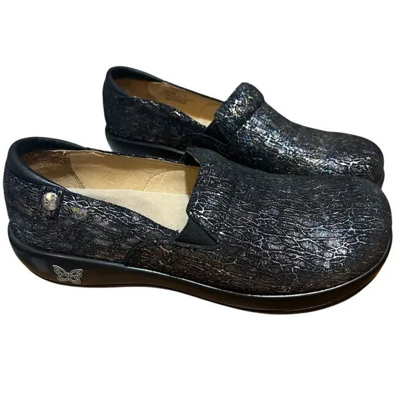 Alegria Keli Anti Slip Leather Clogs Slip On Totally Cellular Metallic 41/10.5