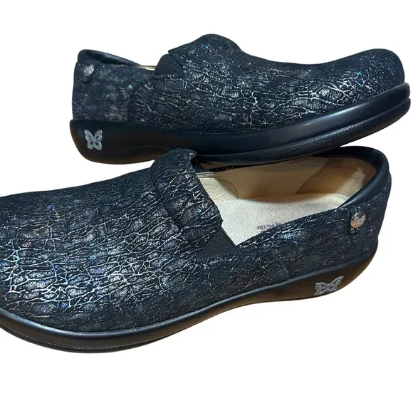 Alegria Keli Anti Slip Leather Clogs Slip On Totally Cellular Metallic 41/10.5
