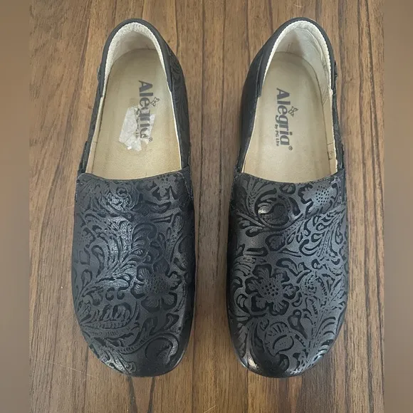 Alegria Keli Black Embossed Paisley Professional Shoe Size EU 40 / US 9.5 / 10