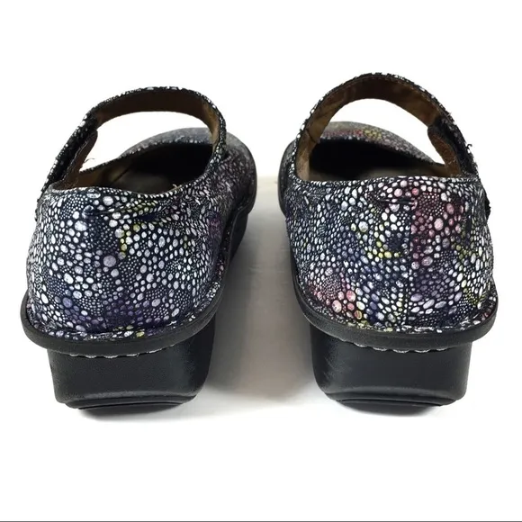 Alegria Paloma 335 Mary Jane Blue Bubbles Iridescent Metallic Leather Shoes