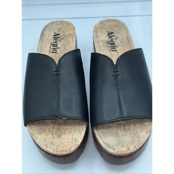 Alegria Triniti  Butter Black EU 39 US 9 Wedge Sandals Slide Slip Resistant