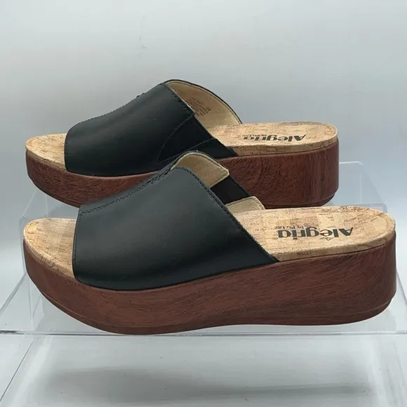 Alegria Triniti  Butter Black EU 39 US 9 Wedge Sandals Slide Slip Resistant