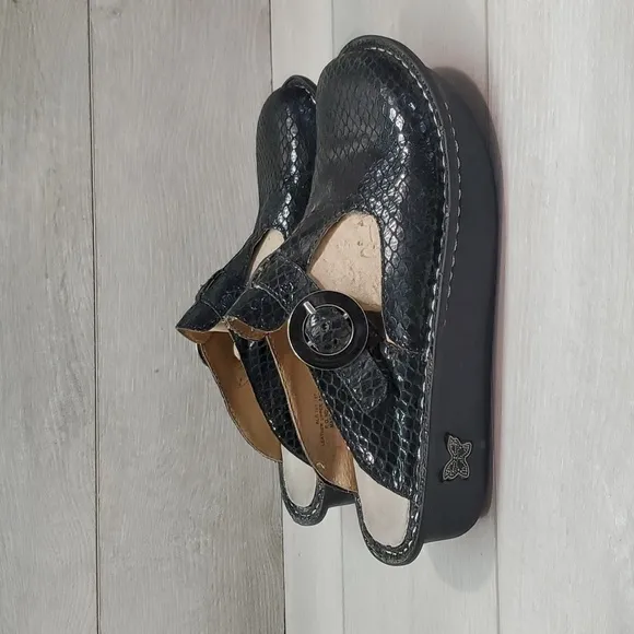 Alegria Women Comfort ALG-701 Leather Snake Clogs Mule shoes sz 37/7-7.5