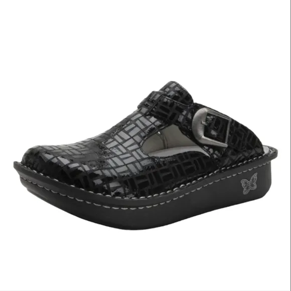 Alegria Women Comfort ALG-701 Leather Snake Clogs Mule shoes sz 37/7-7.5