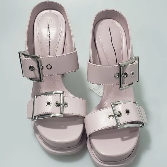 Alexander McQueen 120mm Leather Platform Mules Sandals Pink EU 37.5/US 7.5