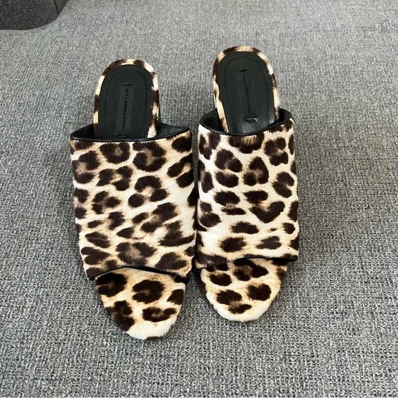 Alexander Wang Avery Leopard Calf Hair Mules size 40