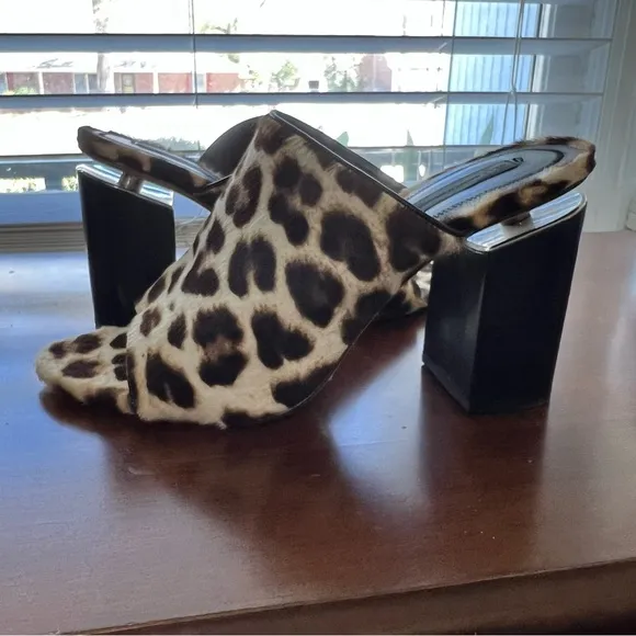 Alexander Wang Avery Leopard Calf Hair Mules size 40