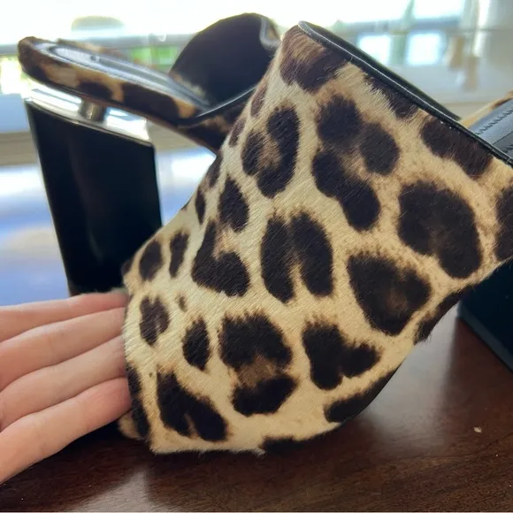 Alexander Wang Avery Leopard Calf Hair Mules size 40