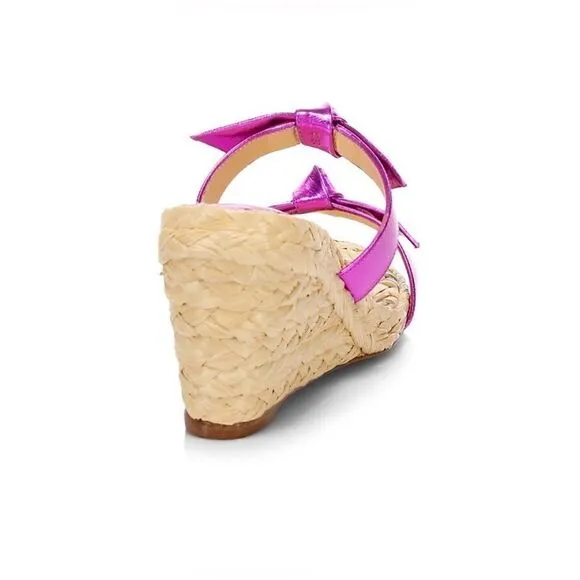 ALEXANDRE BIRMANNIB Clarita Leather Espadrille Mules Hot Pink Sz 7.5 EUC
