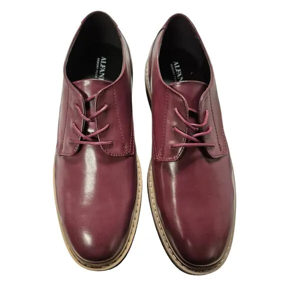 Alfani Men Plain Toe Oxfords Lincoln Size US 10.5M Wine Red Faux Leather