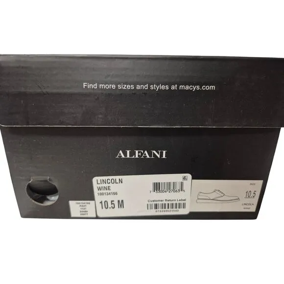 Alfani Men Plain Toe Oxfords Lincoln Size US 10.5M Wine Red Faux Leather