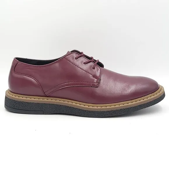 Alfani Men Plain Toe Oxfords Lincoln Size US 10.5M Wine Red Faux Leather