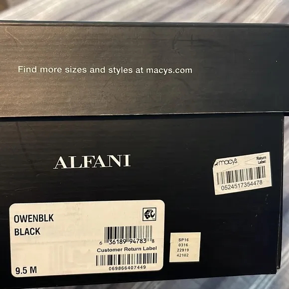 Alfani Owen Derby Oxfords Size 9.5M Cap Toe Lace Up Dress Shoes Black Felt NWB