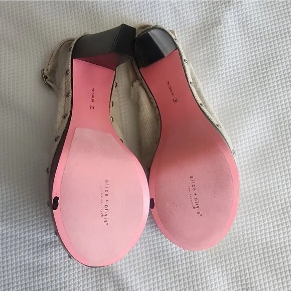 Alice   Olivia Cream and Black Mules with Platform