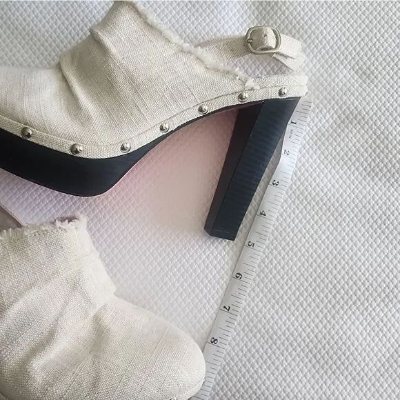 Alice   Olivia Cream and Black Mules with Platform