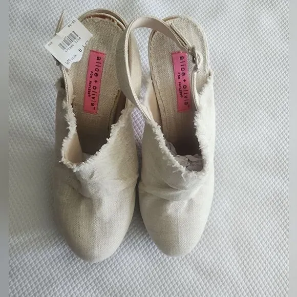 Alice   Olivia Cream and Black Mules with Platform