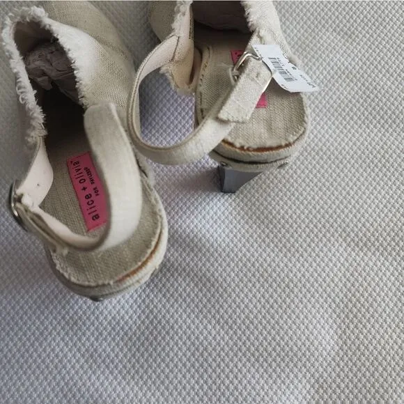 Alice   Olivia Cream and Black Mules with Platform