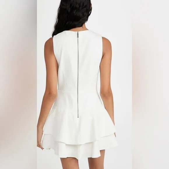 Alice   Olivia Palmira Sleeveless Ruffle White Mini Dress Size 14