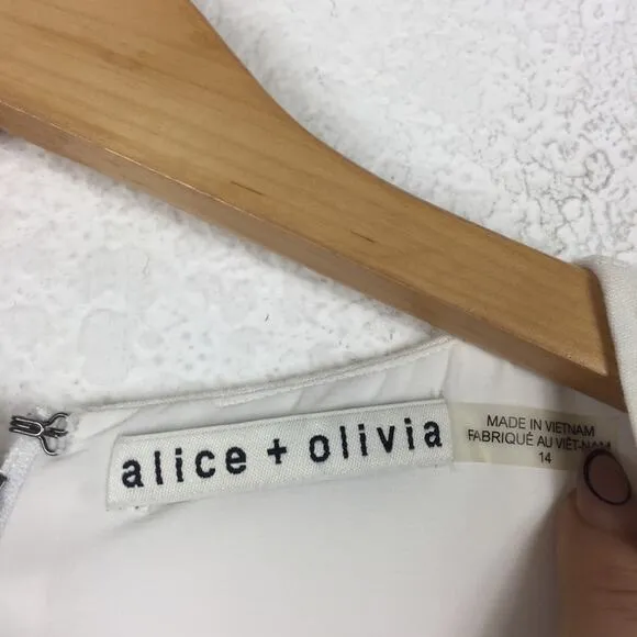 Alice   Olivia Palmira Sleeveless Ruffle White Mini Dress Size 14
