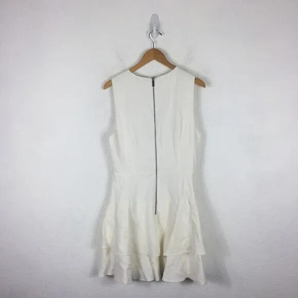 Alice   Olivia Palmira Sleeveless Ruffle White Mini Dress Size 14