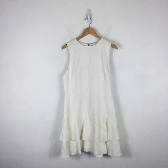 Alice   Olivia Palmira Sleeveless Ruffle White Mini Dress Size 14