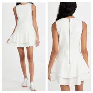 Alice   Olivia Palmira Sleeveless Ruffle White Mini Dress Size 14