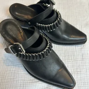 All Saints Ryder Black Leather Mules Slingbacks Sz 39 8 8.5
