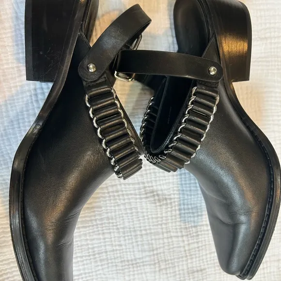 All Saints Ryder Black Leather Mules Slingbacks Sz 39 8 8.5