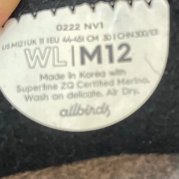 Allbirds Men's Sz 12 Merino Wool Slip-on Casual Loungers Sneakers in True Black