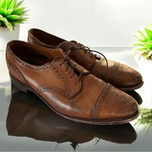 Allen Edmond Sanford Leather Cap Toe Derby Oxfords in Walnut