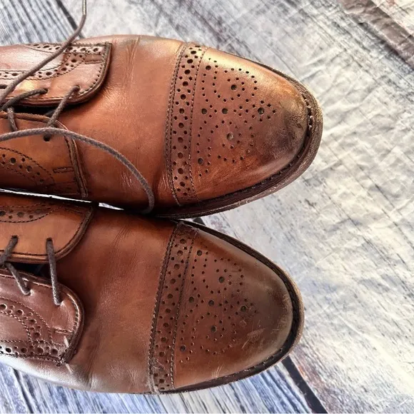Allen Edmond Sanford Leather Cap Toe Derby Oxfords in Walnut