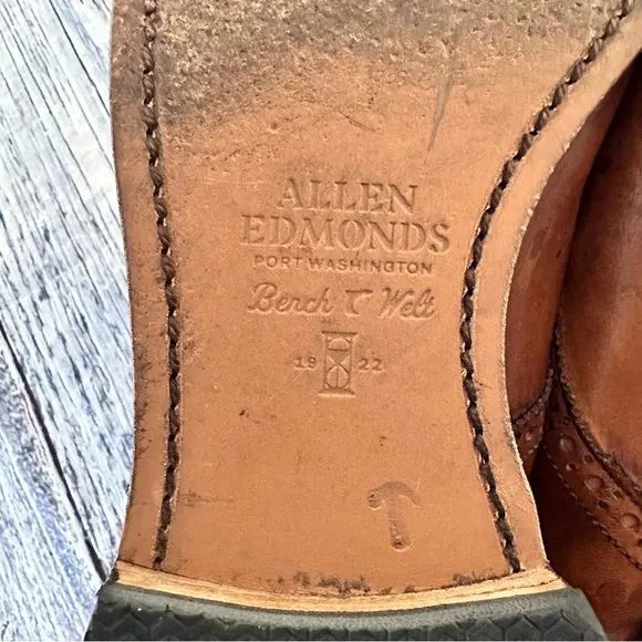Allen Edmond Sanford Leather Cap Toe Derby Oxfords in Walnut