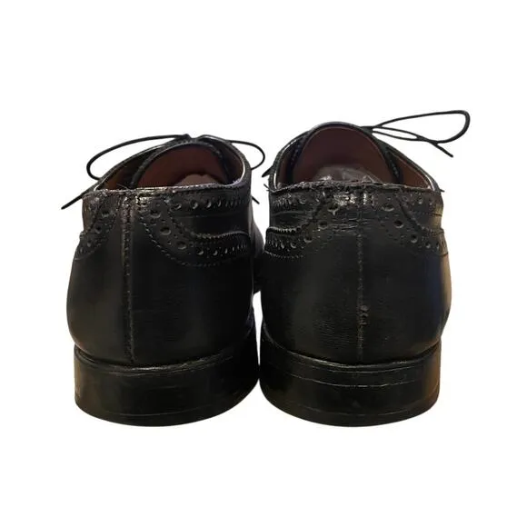 Allen Edmonds 10.5 SANFORD Cap Toe Leather Dress Shoes Brogue Oxfords Black