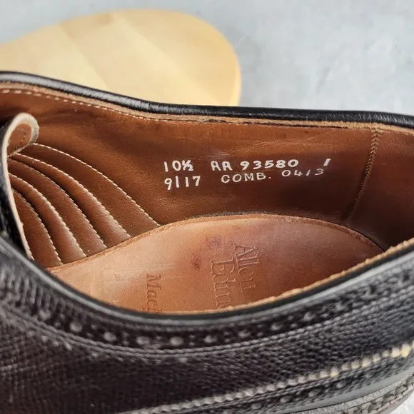 Allen Edmonds 9117 MacNeil 10.5 AA Longwing Blucher Oxfords Wingtip Black Shoes