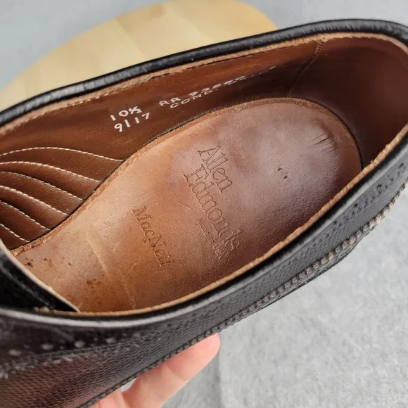 Allen Edmonds 9117 MacNeil 10.5 AA Longwing Blucher Oxfords Wingtip Black Shoes