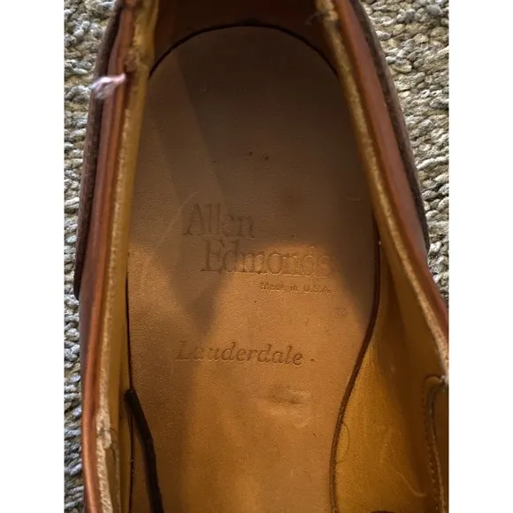 Allen Edmonds &quot;Lauderdale&quot; Dress Shoe 9D Woven Leather Cap Toe Brown Oxfords