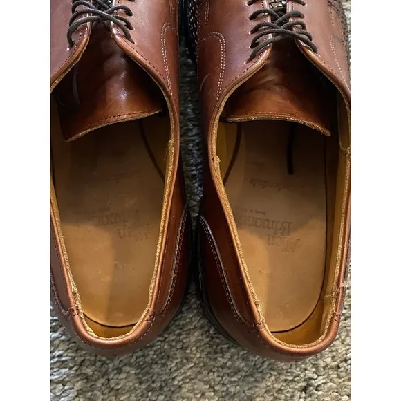 Allen Edmonds &quot;Lauderdale&quot; Dress Shoe 9D Woven Leather Cap Toe Brown Oxfords