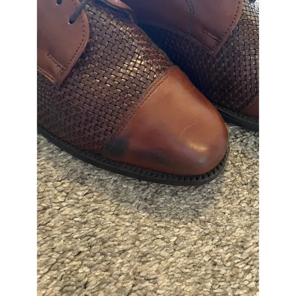 Allen Edmonds &quot;Lauderdale&quot; Dress Shoe 9D Woven Leather Cap Toe Brown Oxfords