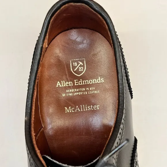 Allen Edmonds  &quot;MCALLISTER&quot; Wingtip Oxfords Sz 8 D Black DAINITE SOLES (394N)